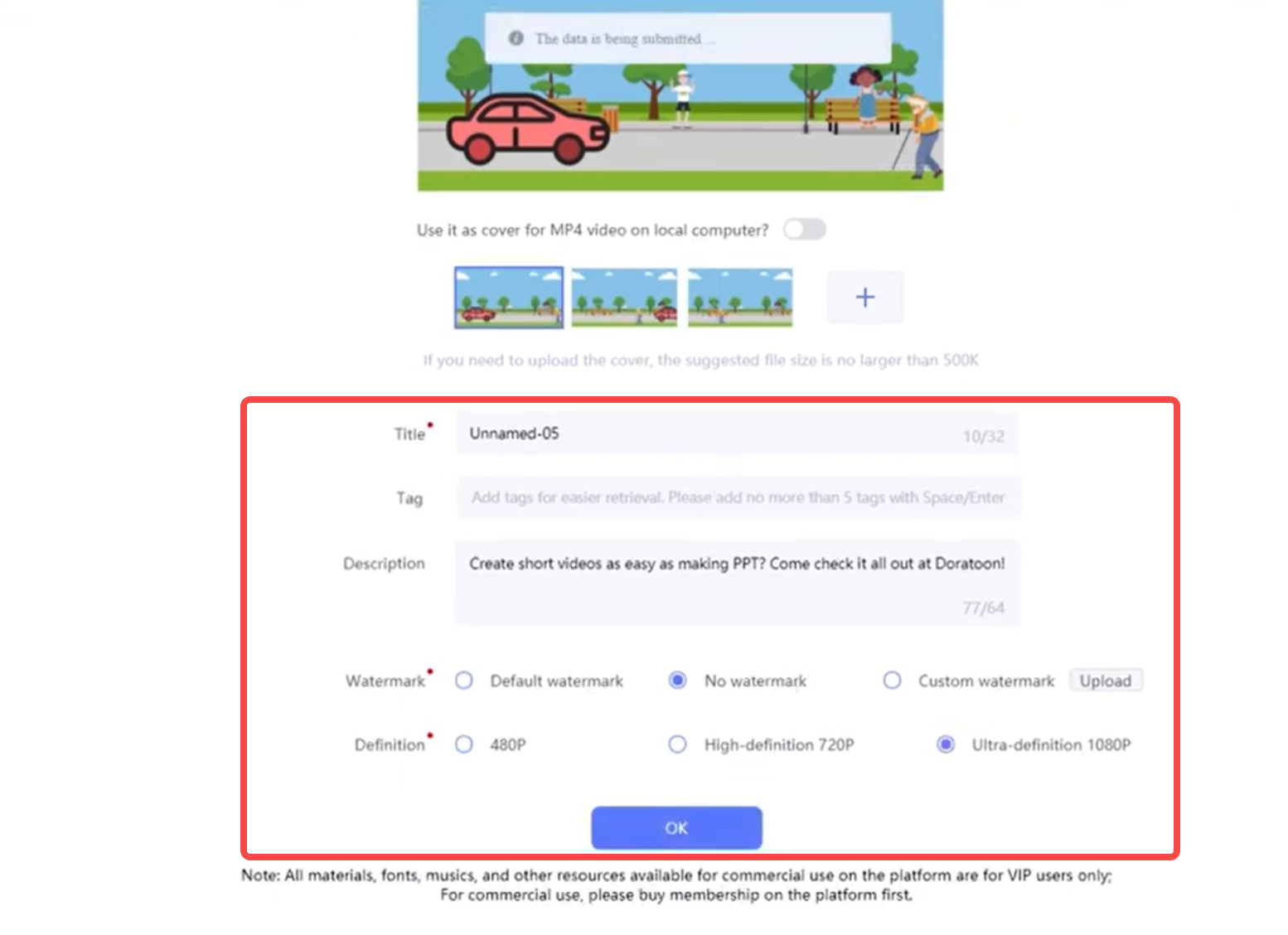 Downloading a video from Doratoon animation maker