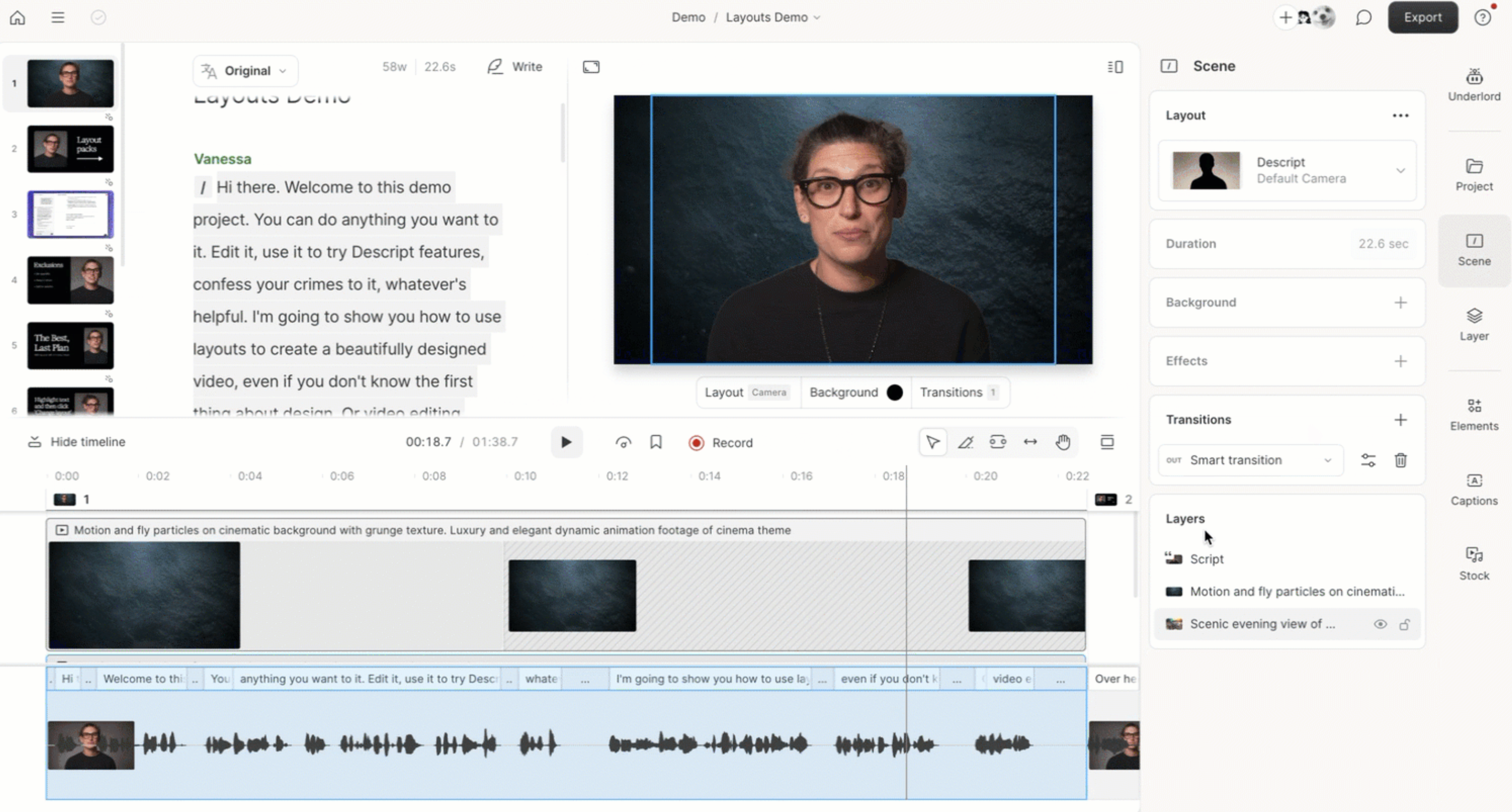 Descript, yapay zeka destekli bir video arka plan değiştirme aracı sunar