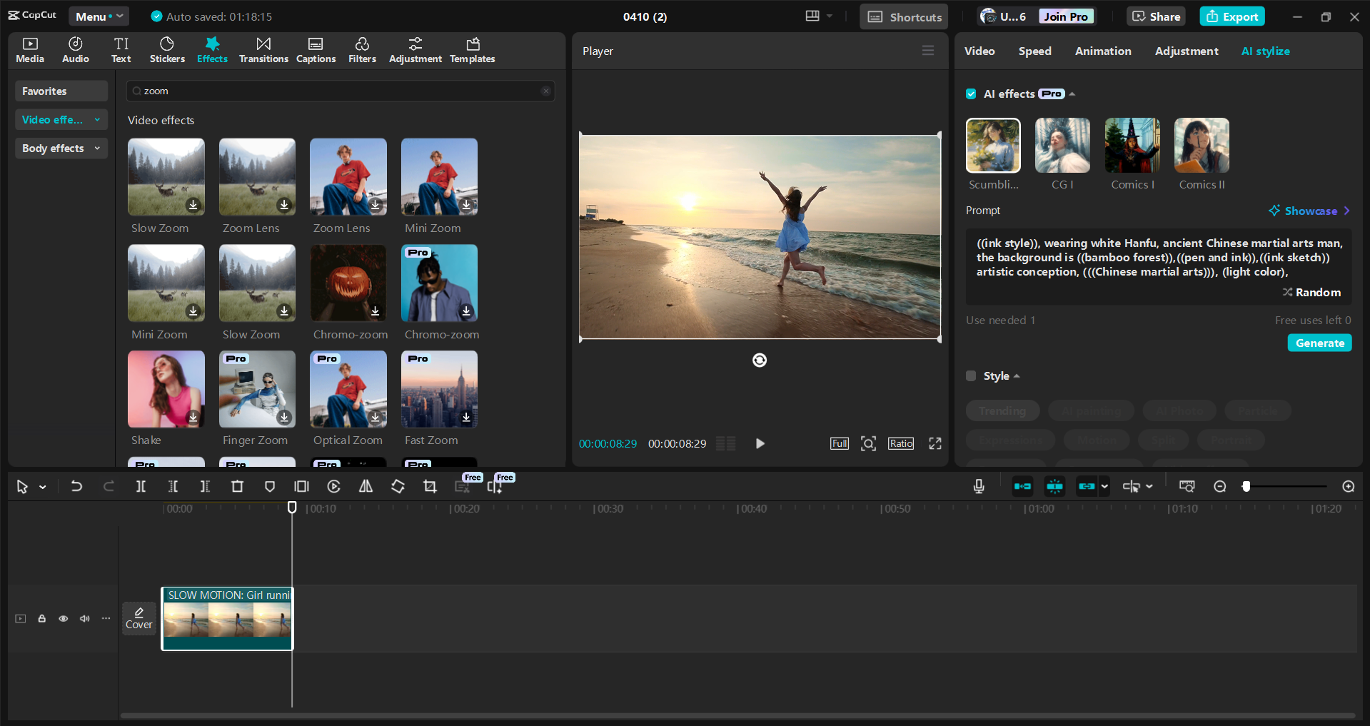 Interface ng CapCut desktop video editor - isang alternatibong paraan upang mag-zoom in sa isang video
