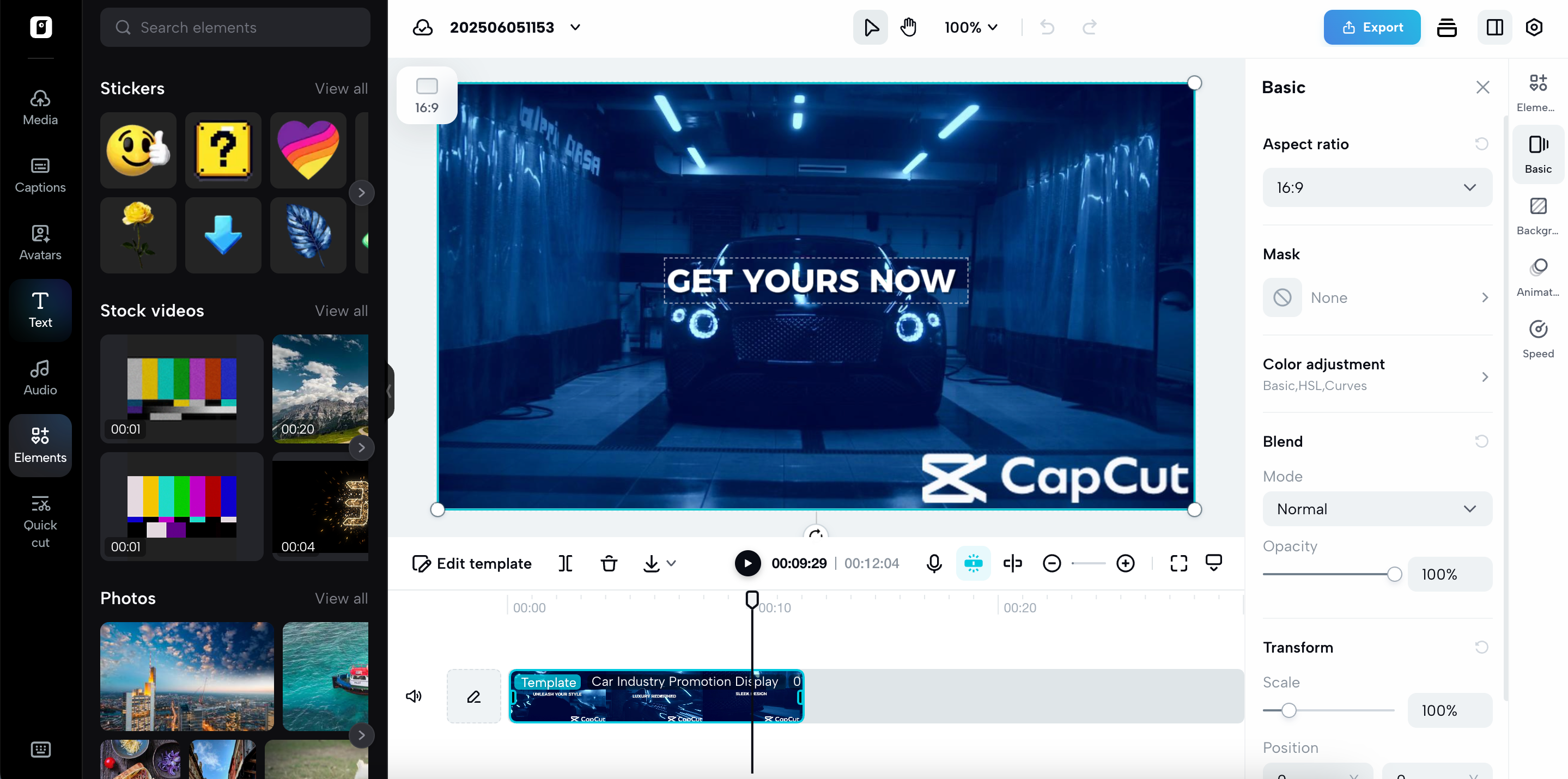 Edit the video template