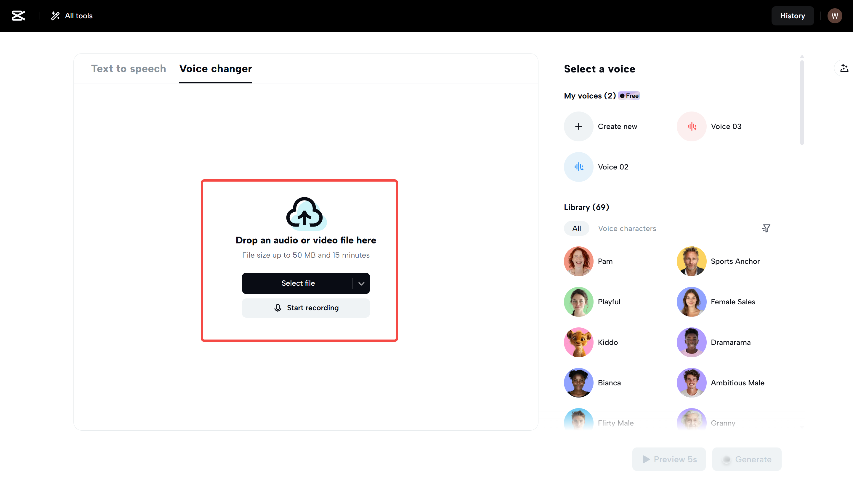 Support multiple ways to upload audio