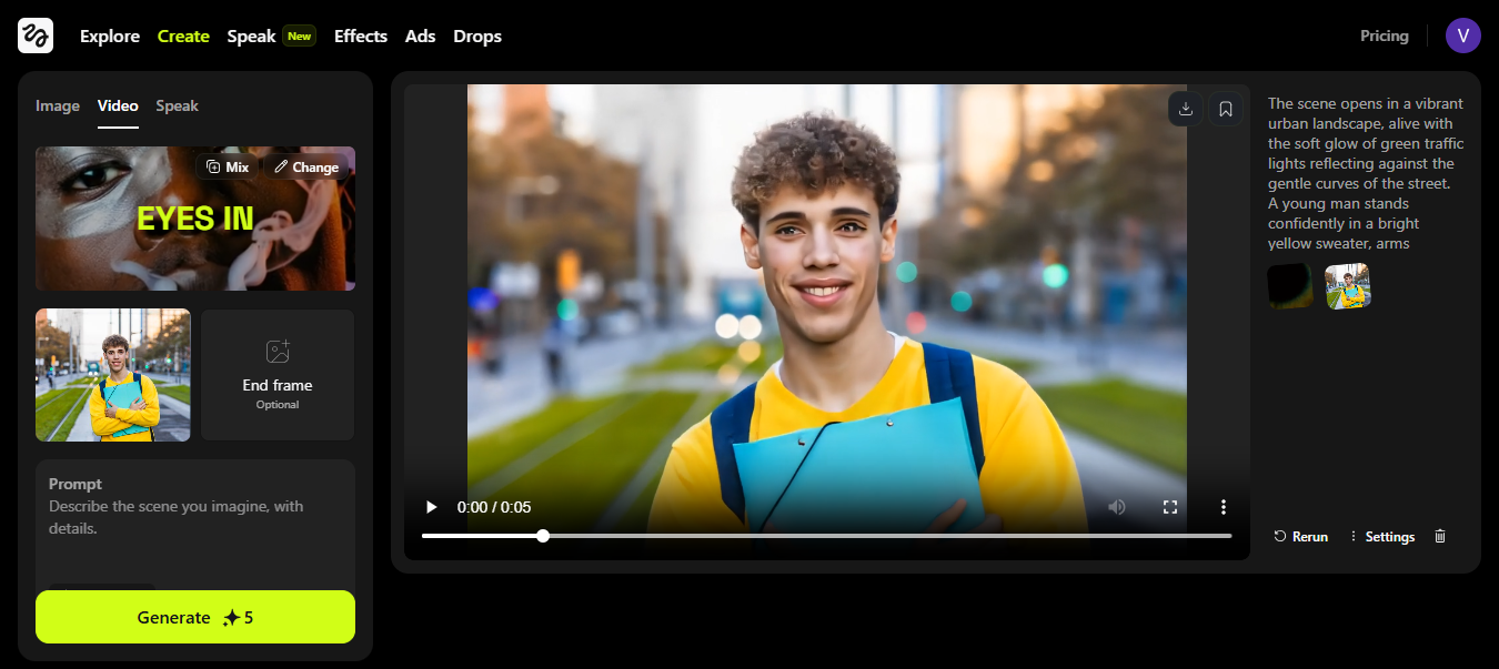 Higgsfield AI görüntüsünden video oluşturucuya