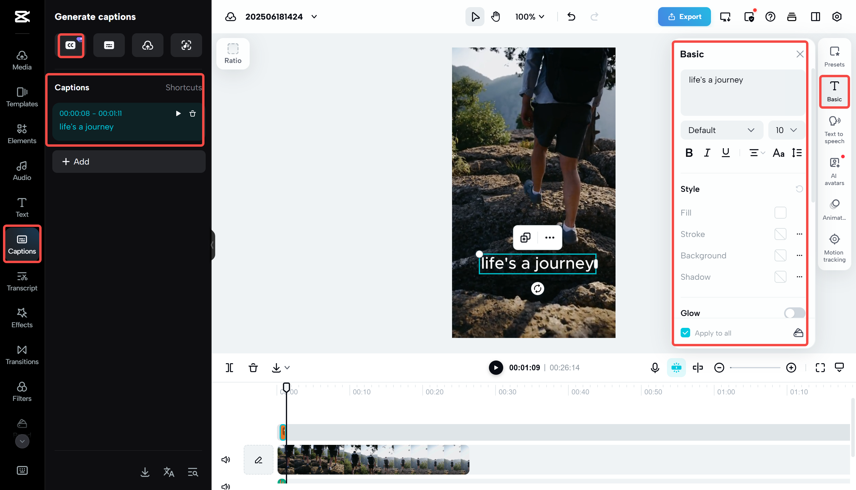 Thêm tiêu đề vào Instagram Reels với CapCut Web