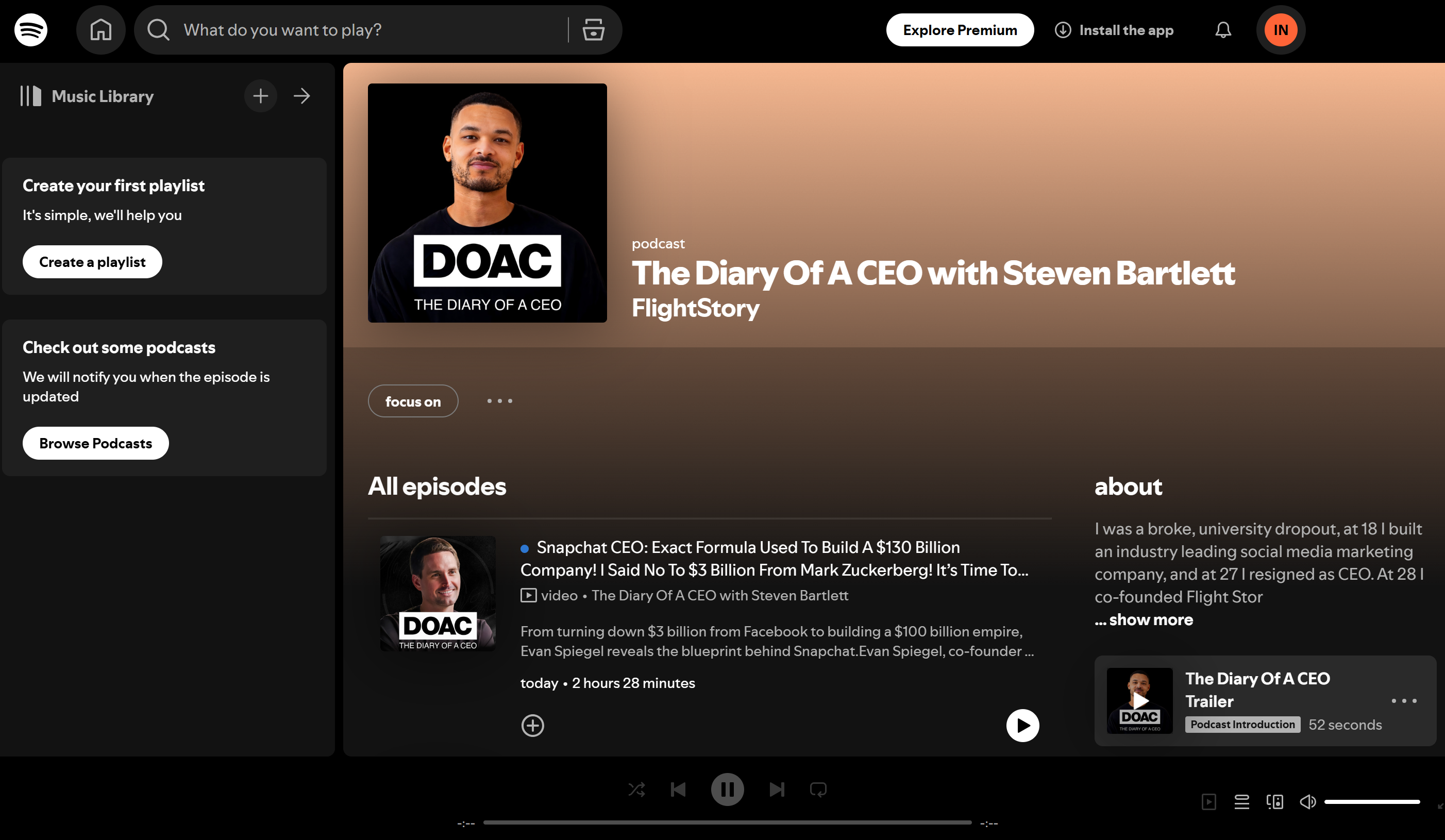Steven Bartlett ile Bir CEO 'nun Günlüğü - iş podcast' leri için en yüksek Spotify akışları arasında