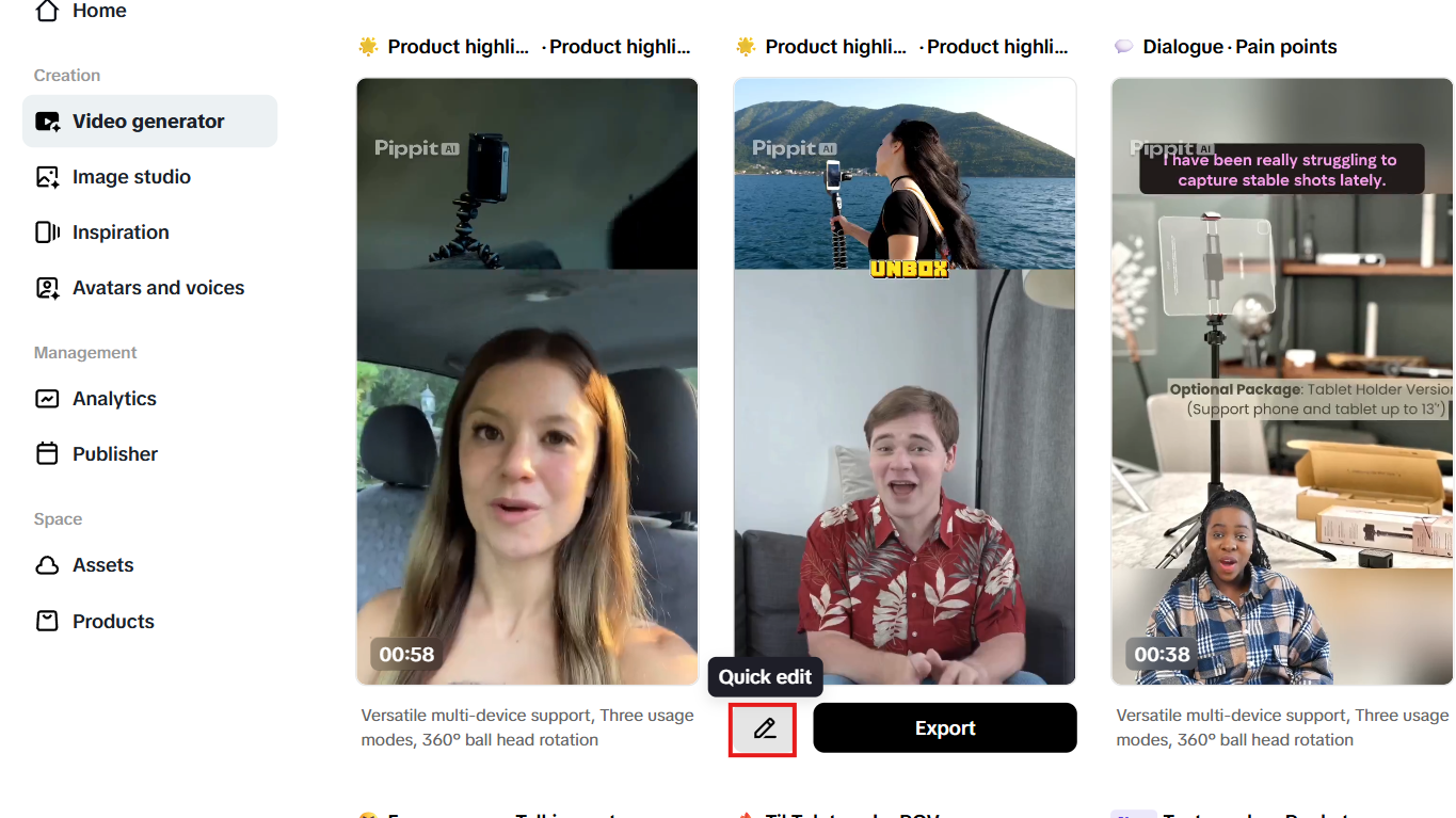 Customize or create new video