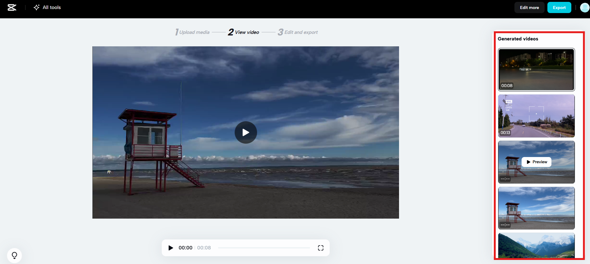Visualizza i video generati