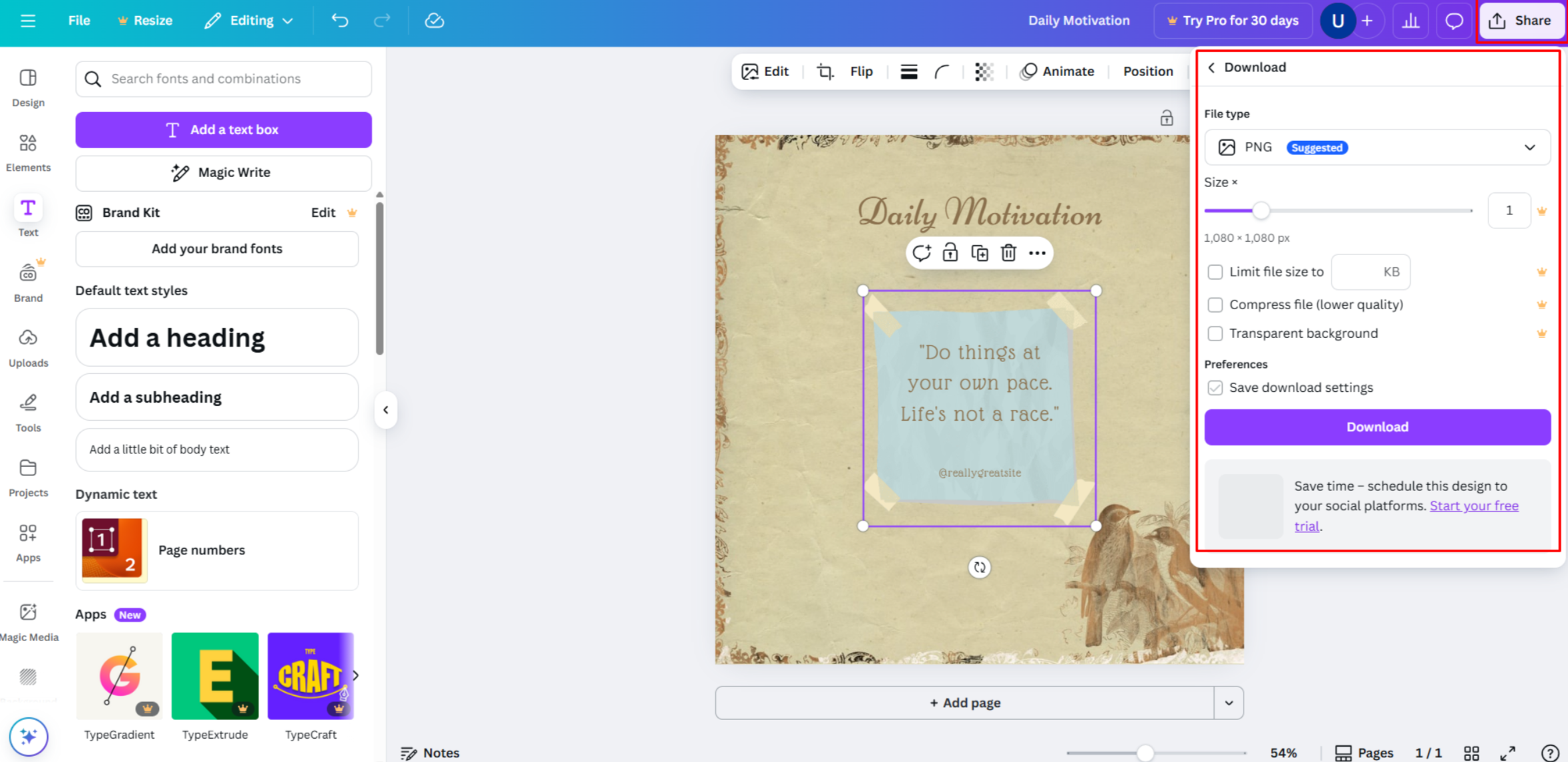 Загрузка постера из Canva.
