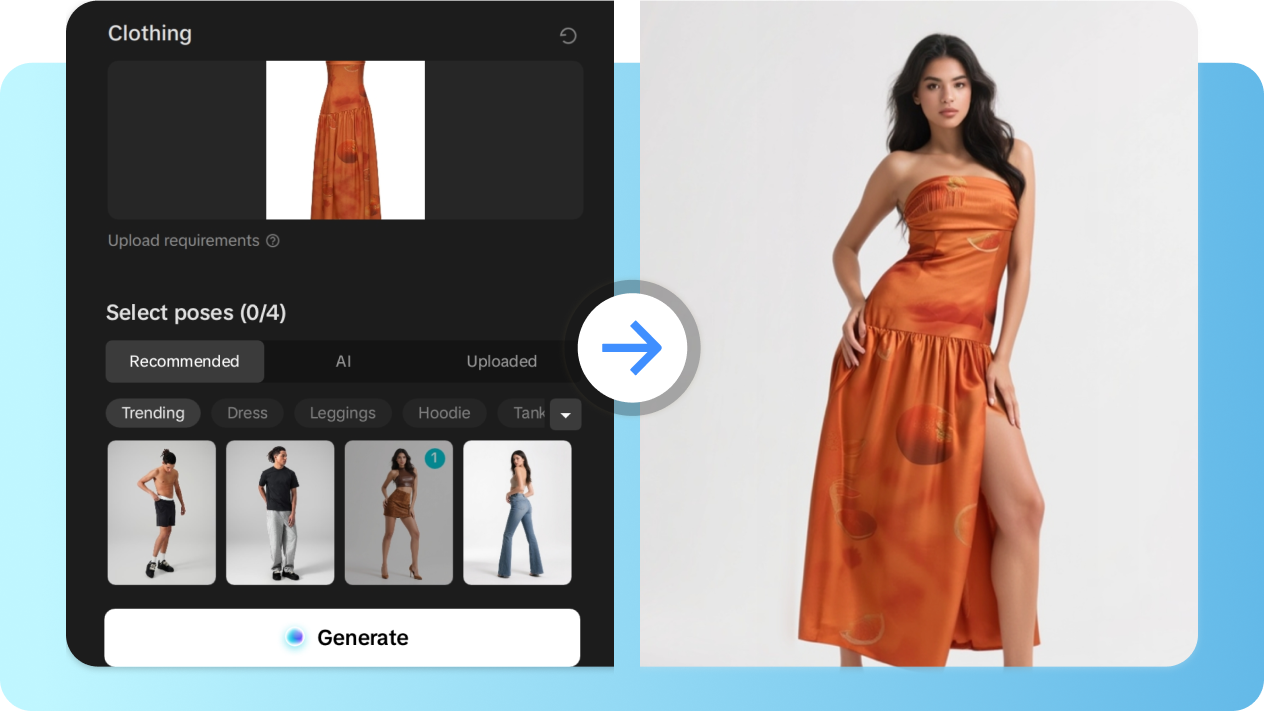 Memilih model dalam penyunting video desktop CapCut.