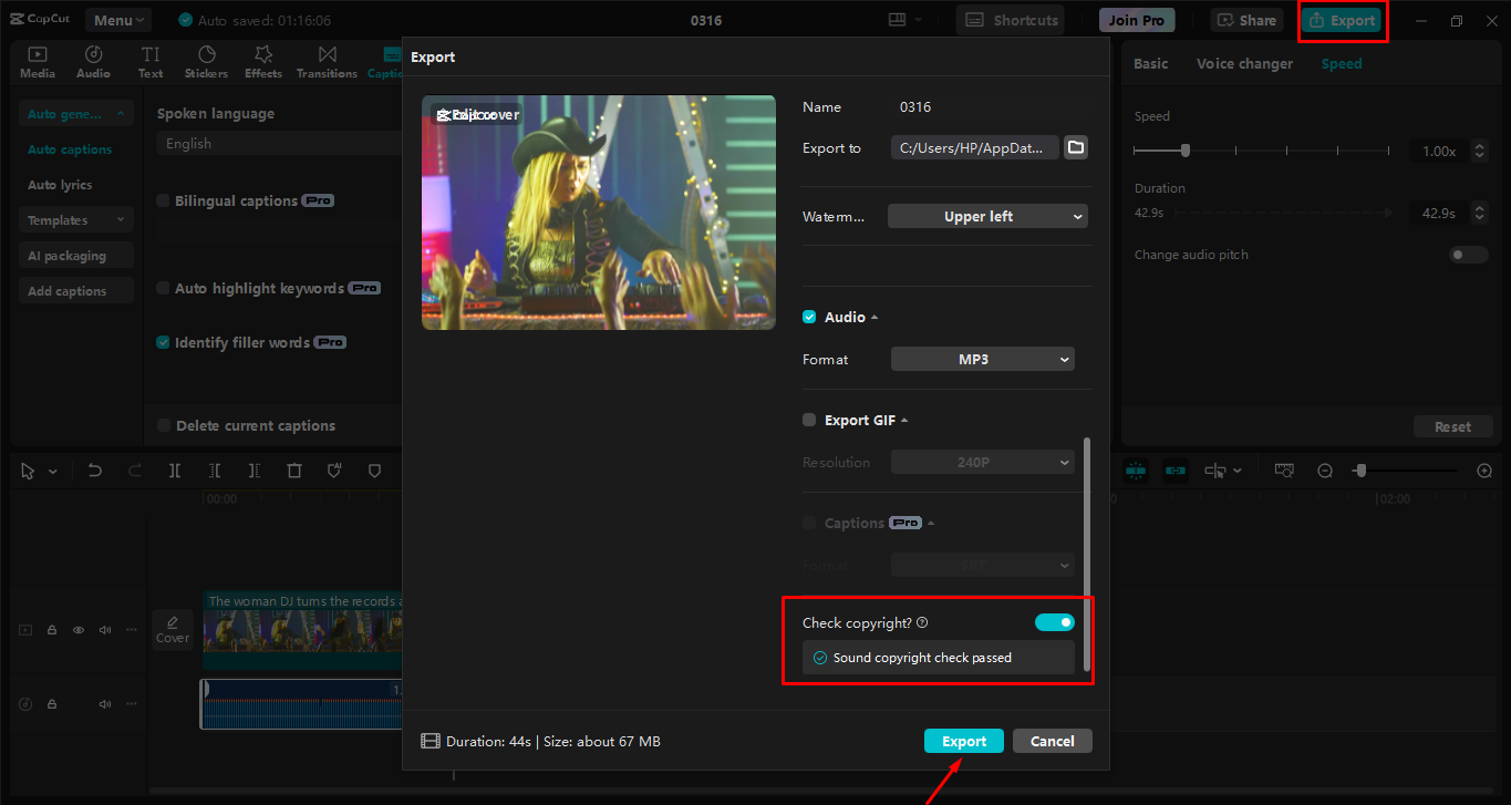 Exportieren von Videos in den CapCut Desktop-Video-Editor