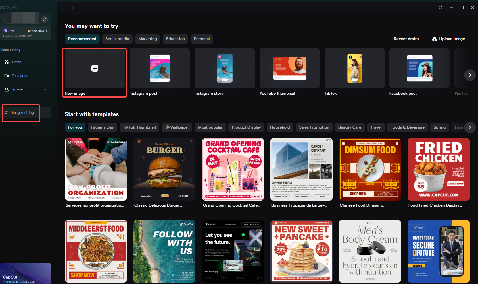 Launch CapCut and access the image editor