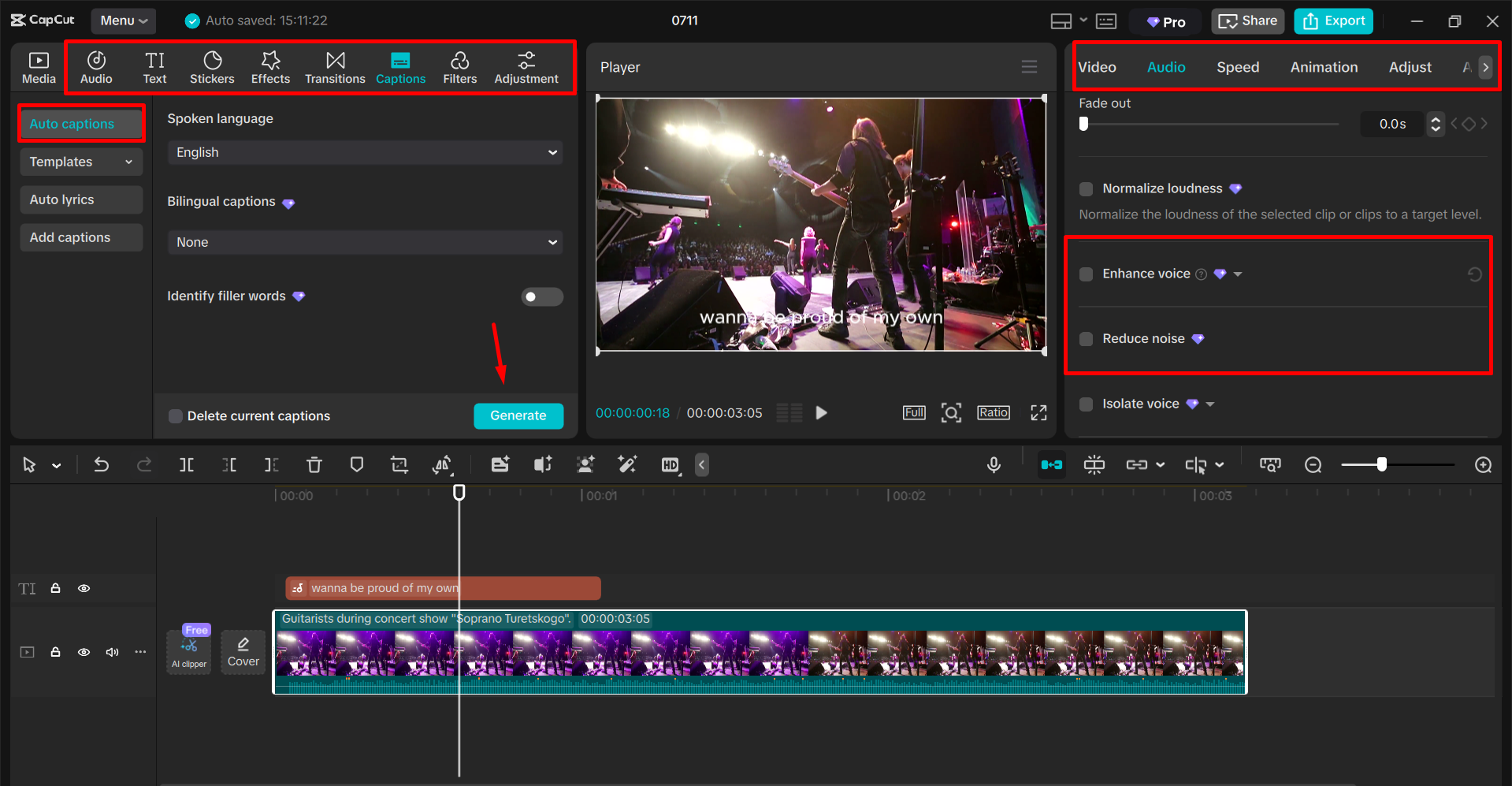 Memodifikasi rekaman di editor video desktop CapCut