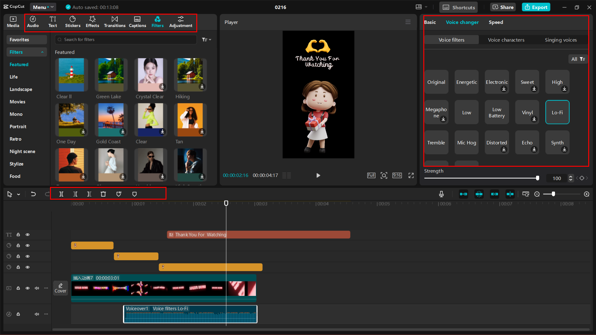 Generando personajes animados y agregando audio al video en CapCut