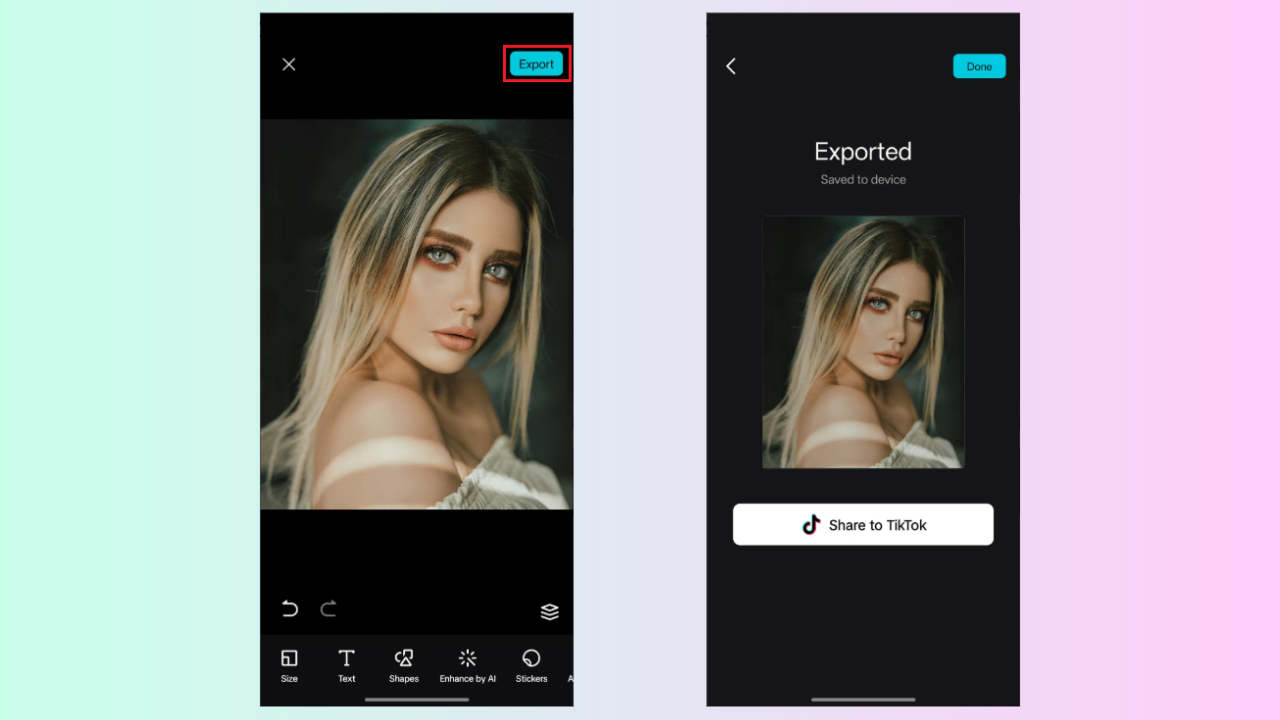 Enregistrez et exportez votre photo modifiée.