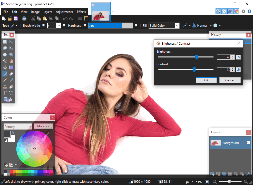 Interface of Paint.NET - eine lustige Gesichtseditor-Software für PC