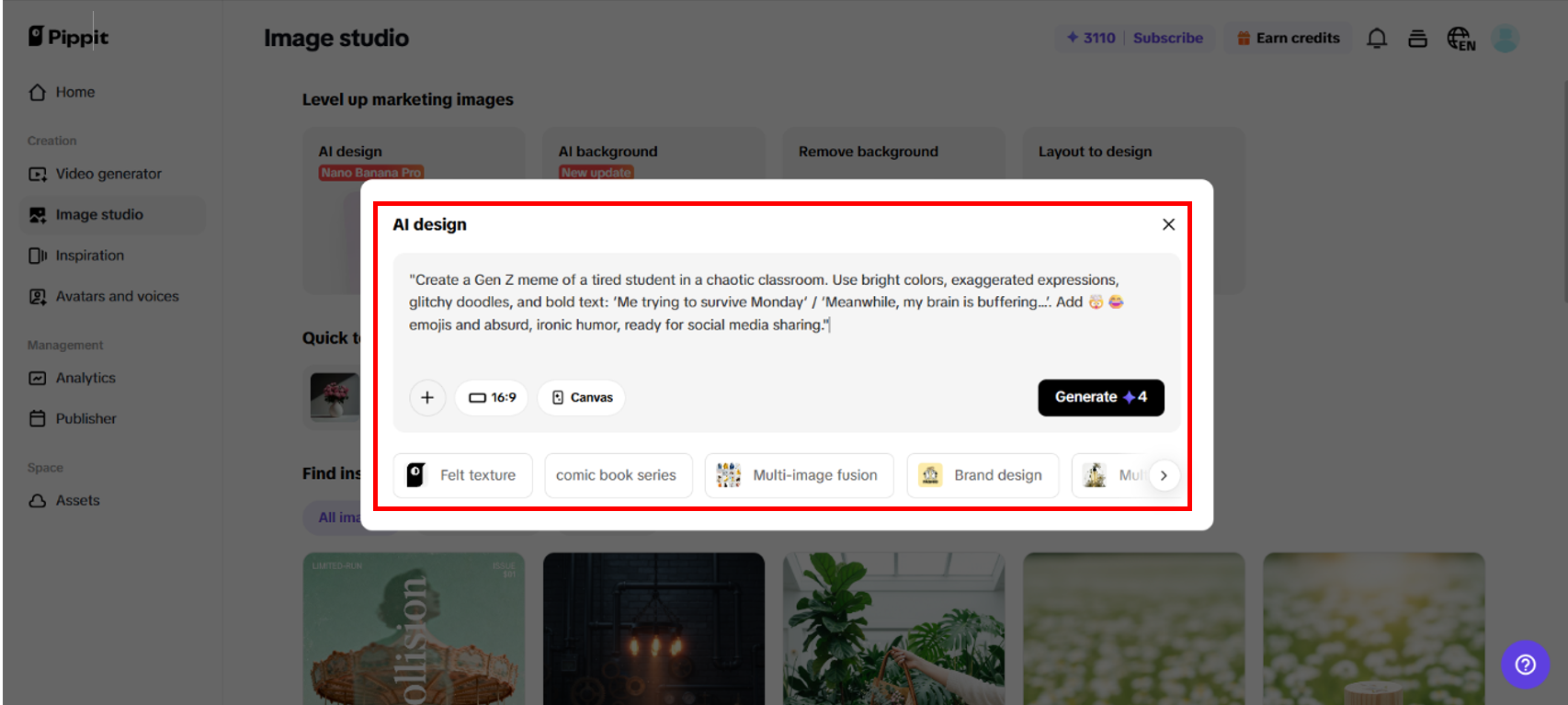 Enter precise prompt