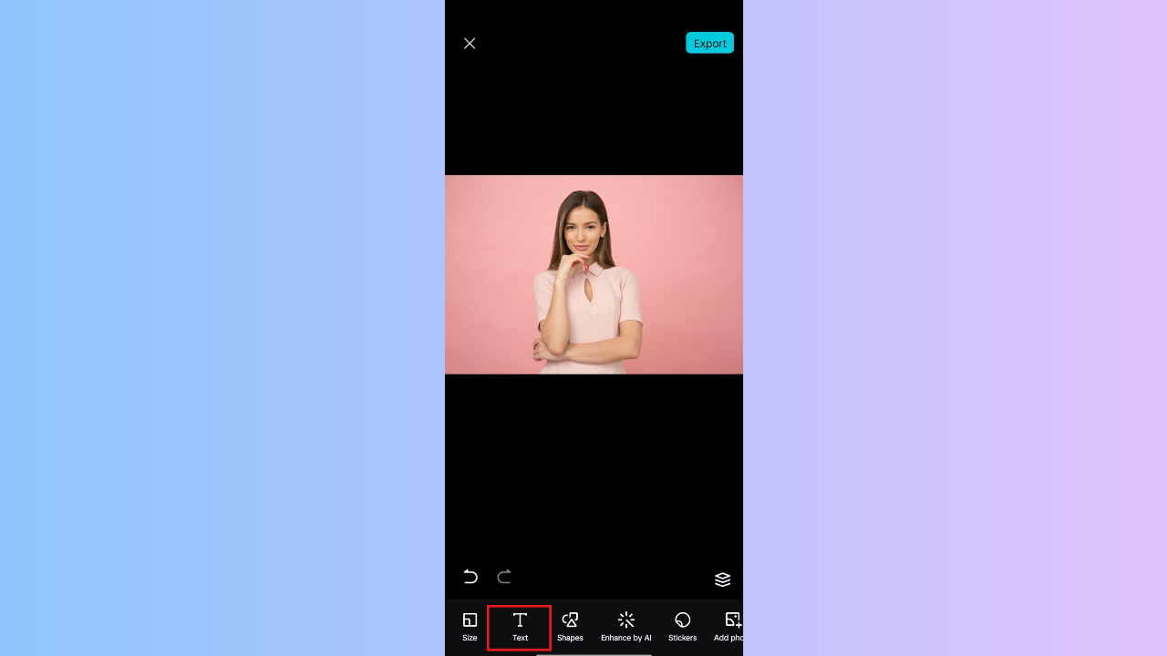 Click the Text tool