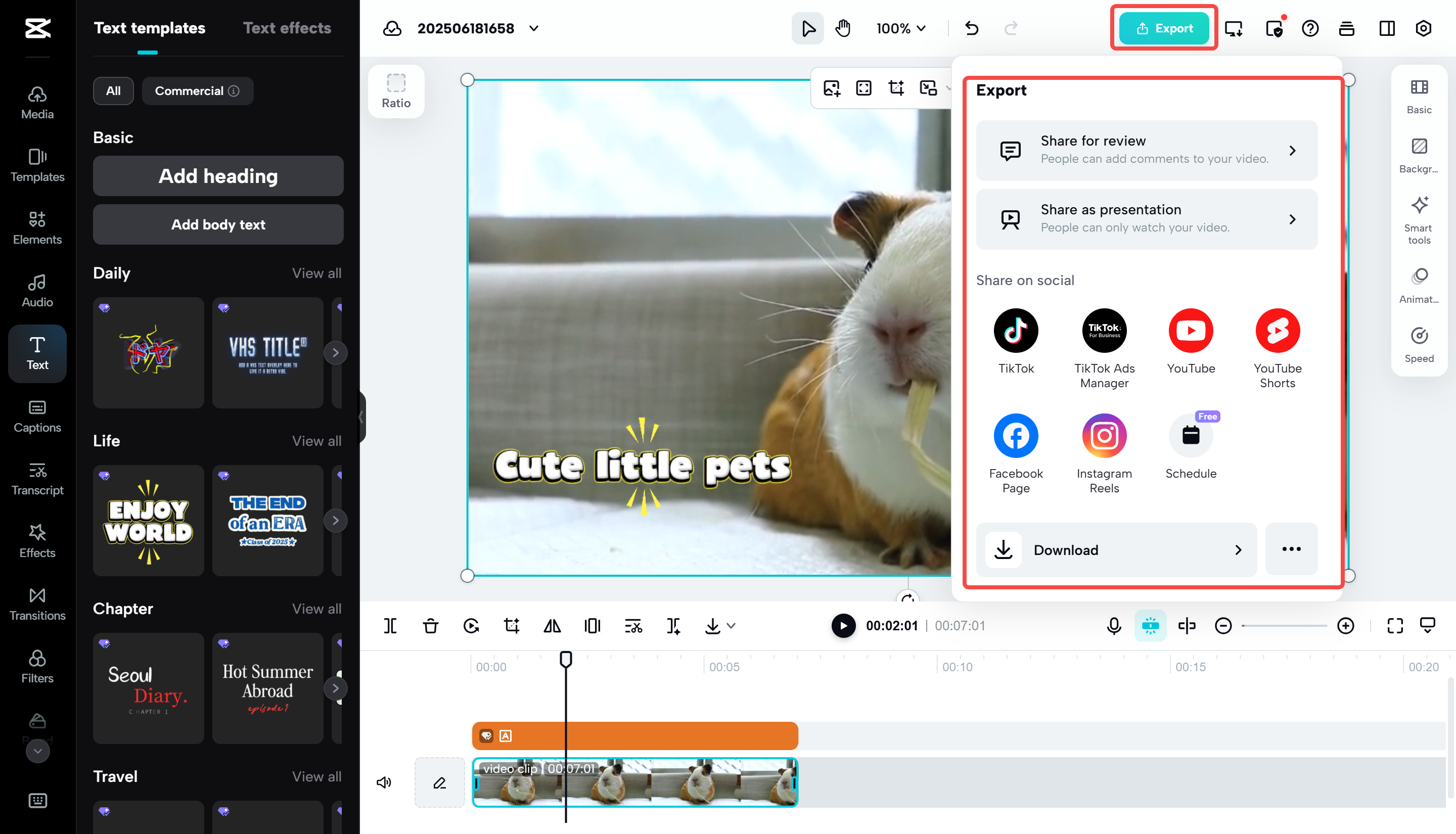Exportando GIF como video de @ charlidamelio CapCut Web