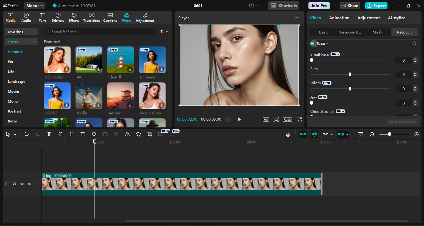 Editing interface of the CapCut desktop video editor